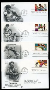 US 2048-2051 13c 1984 Summer Olympics set of 4 Artcraft PCS cachet FDC cards