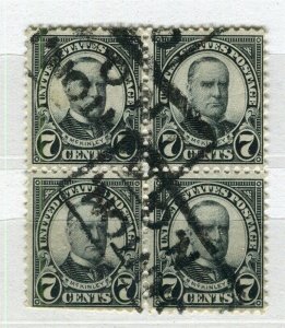 USA; 1900s-20s early Presidential series issue fine used 7c. BLOCK