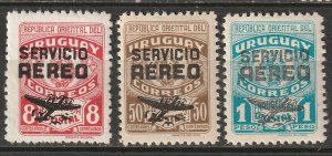 Uruguay 1946 Sc C121-3 air post partial set MH*