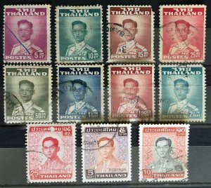 Thailand King Bhumibol Adulyadej part sets 1951-60 8V & 1972-77 3V used T3456