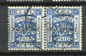 PALESTINE; 1920 early EEF Optd. issue 13m. fine used Pair