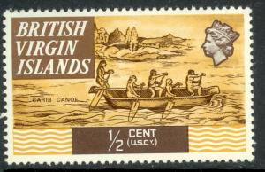BRITISH VIRGIN ISLANDS 1970 1/2c CARIB CANOE Ships Issue Scott No. 206 MNH