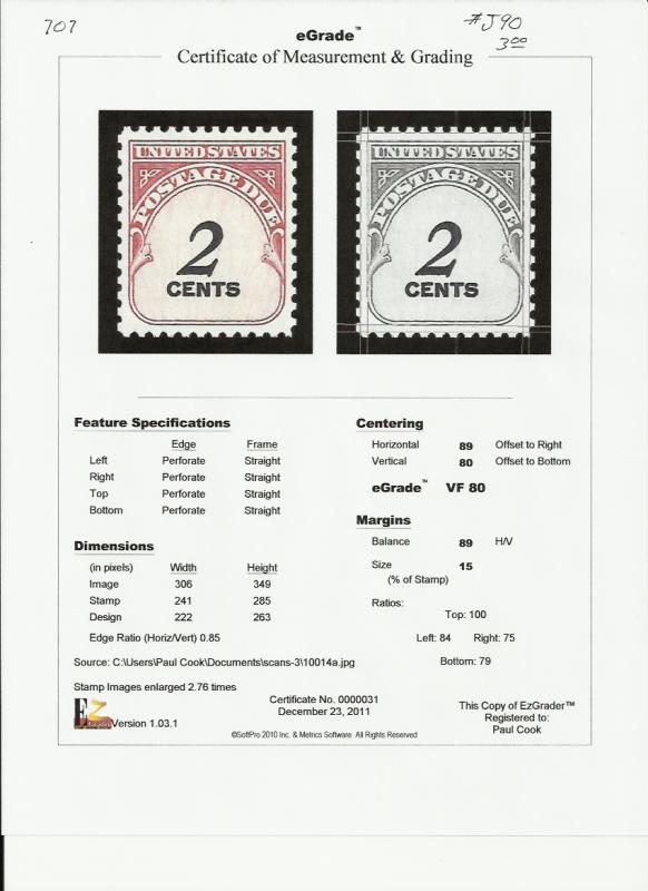 # J90 MINT NEVER HINGED VF+