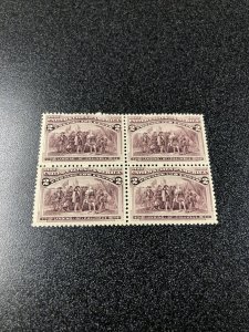 US 231c .02 Columbian Block Of 4 Pristine condition Broken Hat Mint Never Hinged