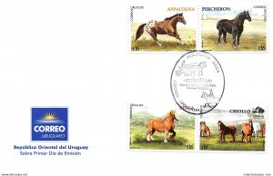 2006 Uruguay sobre primer día de emisión FDC Caballos Criollo Animal  Natur...