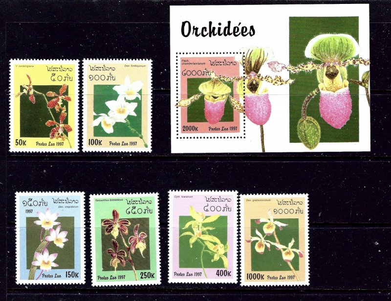 Laos 1322-28 MNH 1997 Orchids