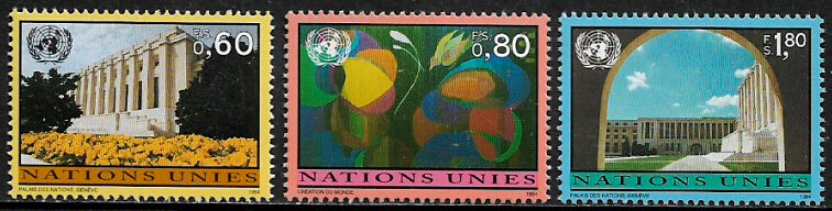 UN, Geneva #255-7 MNH Set - Palace - Painting