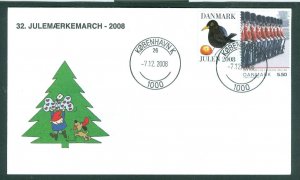 Denmark Cover. 2008. Santa.Dog. Copenh.“Christmas Seal Walk # 32 Sc# 1400. #02