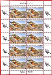 A3812 - Angola - ERROR MISPERF, Full Sheet (x10 stamps) - 2018, Birds