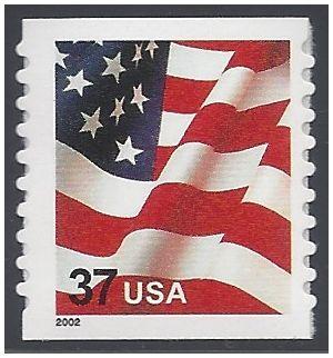 #3632 37c US Flag Coil Single 2002 Mint NH