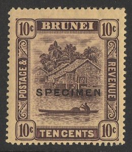 BRUNEI 1908 View 10c , SPECIMEN, wmk mult crown.