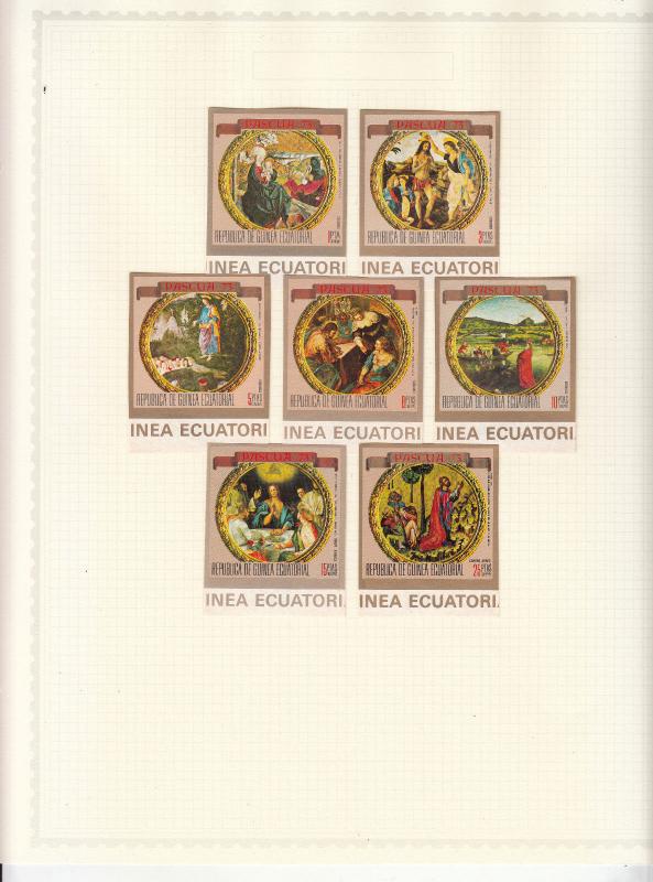 Equatorial Guinea - stamp collection on quad-ruled pages