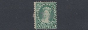 NEW BRUNSWICK   1860  S G 15  5C  DEEP GREEN  NO GUM  CAT £28  HINGE REMAINS