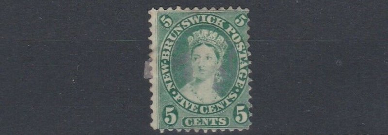 NEW BRUNSWICK   1860  S G 15  5C  DEEP GREEN  NO GUM  CAT £28  HINGE REMAINS