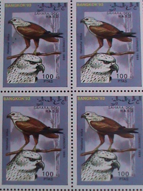 ​SAHARA- R.A.S.D.1993-COLORFUL LOVELY BIRD-BANGKOK'93 STAMP SHOW MNH BLOCK VF