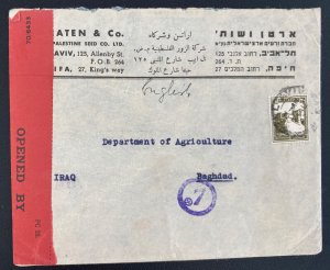 1945 Haifa Palestine Commercial Censored cover To Baghdad Iraq