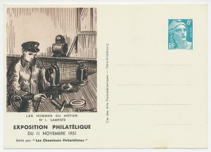 Postal stationery France 1951 Train staff