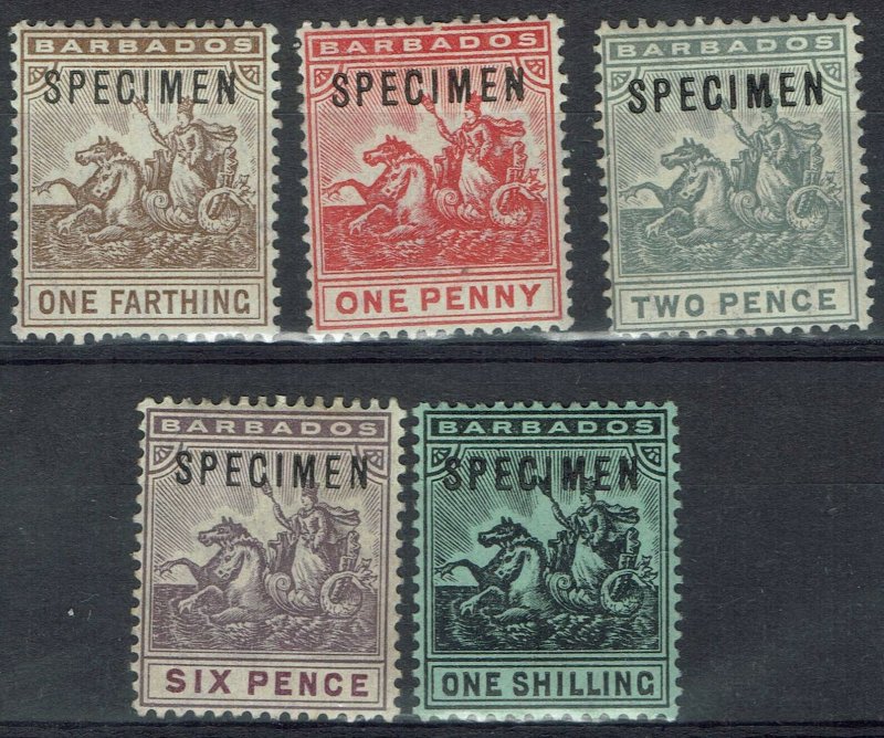 BARBADOS 1909 QV SEAHORSES SPECIMEN SET 