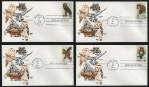 #1760-1763 15c Owls, Marq-Hand Cancel FDC **ANY 5=FREE SHIPPING**