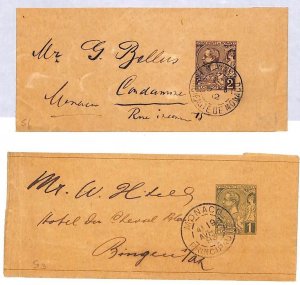 ai2450 - MONACO - Postal History - Set of 2 STATIONERY NEWSPAPER WRAPPER  1912