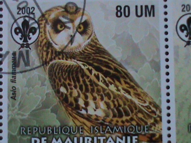 ​MAURITANIA-2003 BEAUTIFUL LOVELY OWLS WITH SCOUT LOCO-SHEET VF-FANCY CANCEL