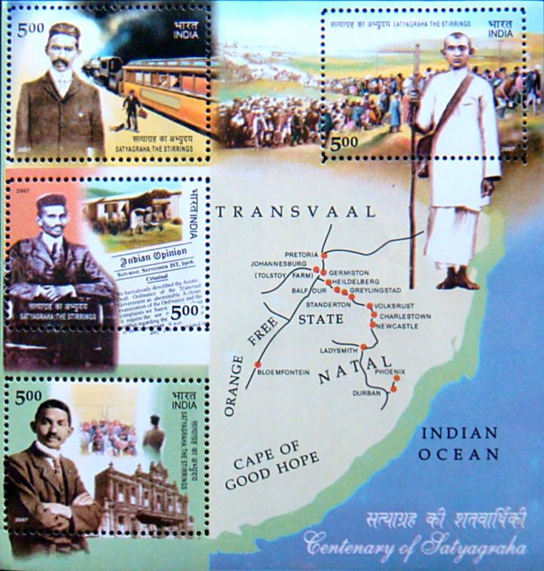 INDIA 2007 Satyagraha Gandhi 10nos. MINIATURE SHEET M/S MNH