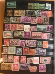 Brown Stock Book Full Of  Old U.S. Stamps & Other Countries