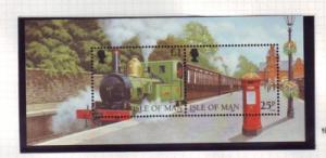 Isle of Man Sc 785 1998 Steam Engine Train stamp souvenir sheet mint NH