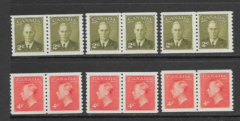 Canada 309-10 MNH coil pairs x 3,  vf see desc. 2020 CV$24.90++