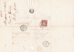 Spain 19th century imperf stamp cover  Ref: 8235