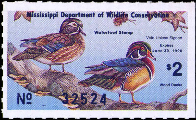 MISSISSIPPI #14 1989  STATE DUCK WOOD DUCK by Debra Aven Swartzendruber