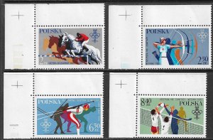 POLAND 1980 LAKE PLACID USA Winter Olympics Set Sc 2380-2383 MNH