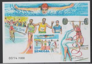 Senegal 2016 IMPERF NON LACE Olympic Games Olympic Games Rio de Janeiro-