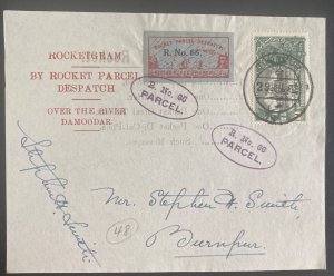 1935 Sonarpur India Rocketgram Parcel Mail Flight Sheet cover Smith Signed