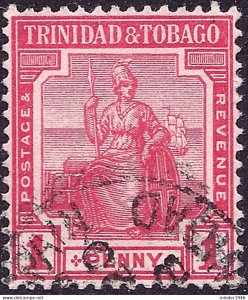 TRINIDAD & TOBAGO 1918 KGV 1d Carmine-Red SG105c Used
