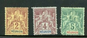 REUNION SCOTT# 35-37 MINT HINGED AS SHOWN