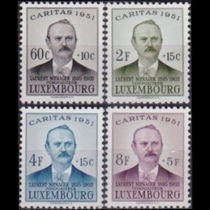 LUXEMBOURG 1951 - Scott# B166-9 Composer Menager Set of 4 LH