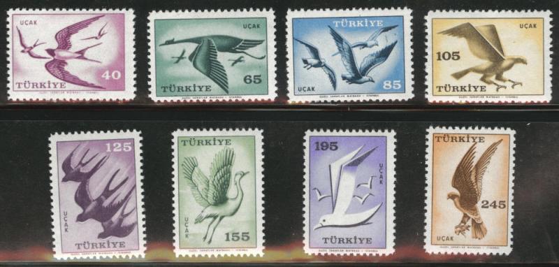 TURKEY Scott C31-38 MH* 1959 Bird Airmail stamp set