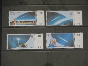 HONG KONG, HALLEY`S COMET, SCOTT# 461-64, PLATE # SINGLES, MNH