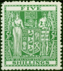 New Zealand 1950 5s Green SGF195w Wmk Inverted Fine LMM