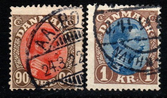 Denmark #127-8 F-VF Used CV $6.25 (X1272)