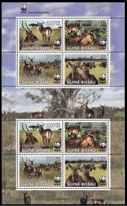 Guinea-Bissau WWF Defassa Waterbuck Sheetlet of 2 sets 2008 MNH