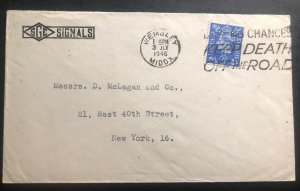 1946 Wembley England Commercial Cover To New York USA Perfin Stamp