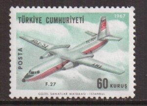 Turkey  #C40  MH  1967  plane  220k