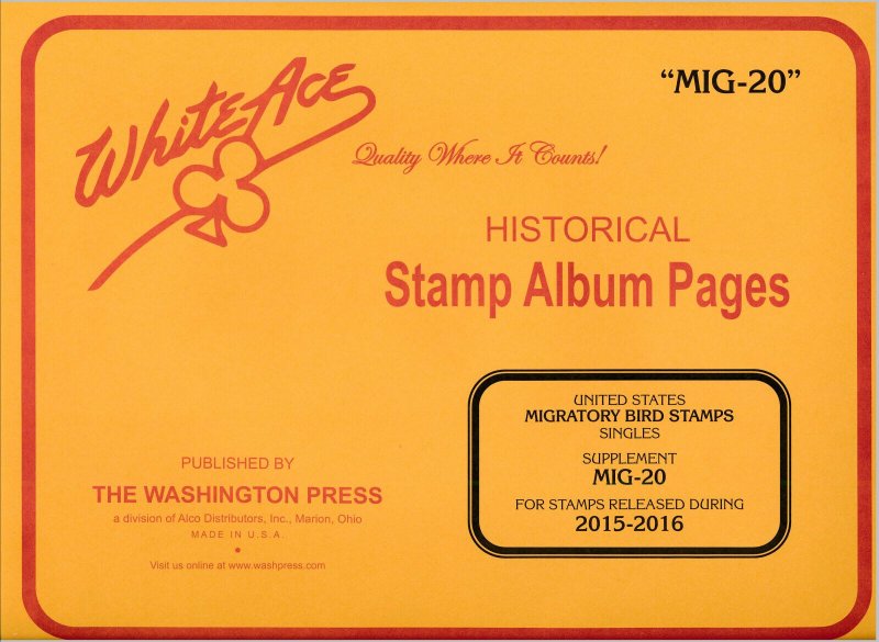 WHITE ACE Migratory Bird Singles 2015-2016 Stamp Album Supplement Pages MIG-20