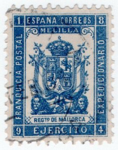 (I.B-CK) Spain Colonial Postal : Melilla Military Post (Mallorca)