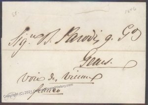 Turkey 1846 Austria Semlin Constantinople  Disinfected Cholera Pest Cover 102393