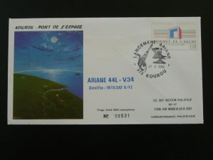 space Ariane V34 satellite Intelsat commemorative cover French Guiana 1989