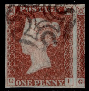 GB QV SG8, 1d red-brown, FINE USED. Cat £60. BLACK MX GI