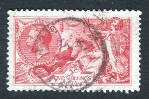 GB 1918 KGV. Seahorses. 5s rose red. Used. SG416.